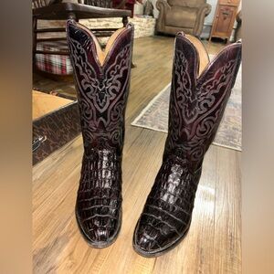 Lucchese Caiman Alligator Black Boots